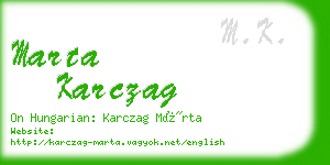 marta karczag business card